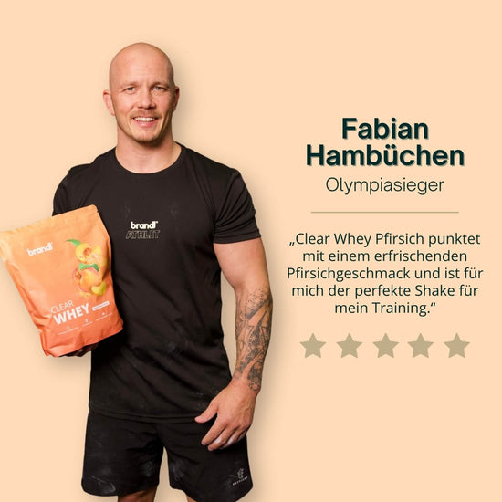 Orange tasche mit brandi clear whey peach flavor proteinpulver für klare whey proteinergänzung