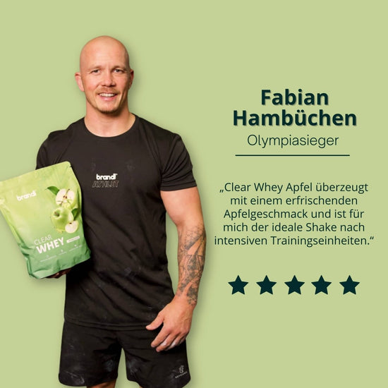 Grüne athlet clear whey proteinpulver packung apfelgeschmack für fitness und muskelaufbau