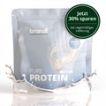 Silberne pouch von pure protein 2.0 whey mit splash design und neutralem geschmack proteinpulver