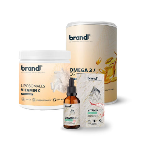 Vitamine von Brandl in Tropfen und Pulver, Vitamin C, Omega 3 und Vitamin B12