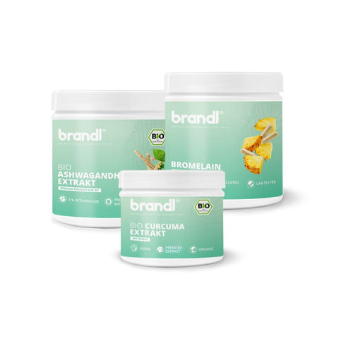 Superfoods wie Curcuma extrakt, ashwaganhand extrakt und bromelain von brandl