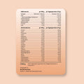 Weißer rechteckiger nutrition label auf der rückseite von kollagen pulver verpackung aus papier