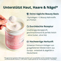 Pink zylindrischer behälter brandl collagen beauty plus pulver mit löffel und weißem pulver im beauty & balance bundle