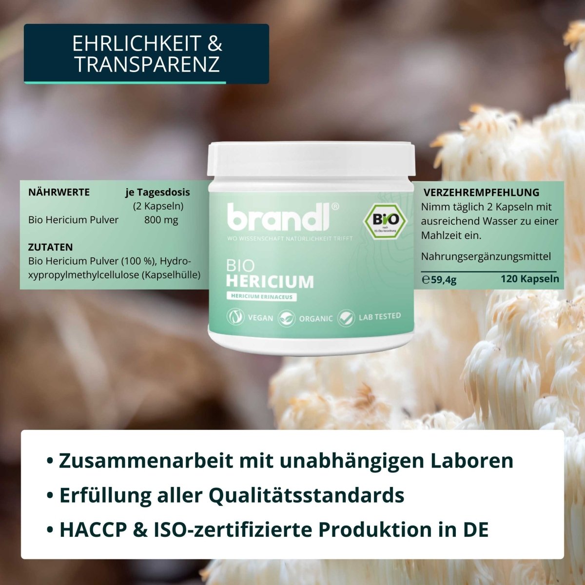 Bio Hericium Kapseln - Brandl Nutrition