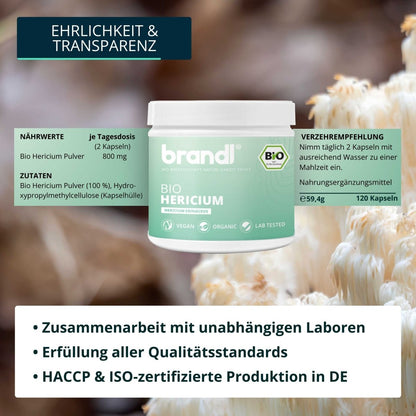 Bio Hericium Kapseln - Brandl Nutrition