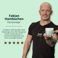Ein kleiner zylindrischer behälter mit weißem deckel und hellgrünem label der marke brandl für bio hericium kapseln