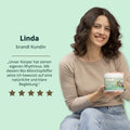 Brandl kundin bio Mönchspfeffer extrakt in weiß-grünem zylinder mit botanischen illustrationen für organische schlafhilfe