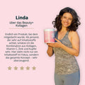 Kundin hält Kollagen Beauty+ und berichtet von positiven Erfahrungen für Haut, Haare und Nägel