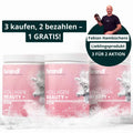 Rosa zylindrische container von brandl kollagen beauty+ kollagen pulver mit weißem deckel und silberner etikettangabe