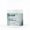 Weißer zylinderförmiger behälter mit teal-weißer label mobility plus premium komplex für gelenke knochen und bindegewebe