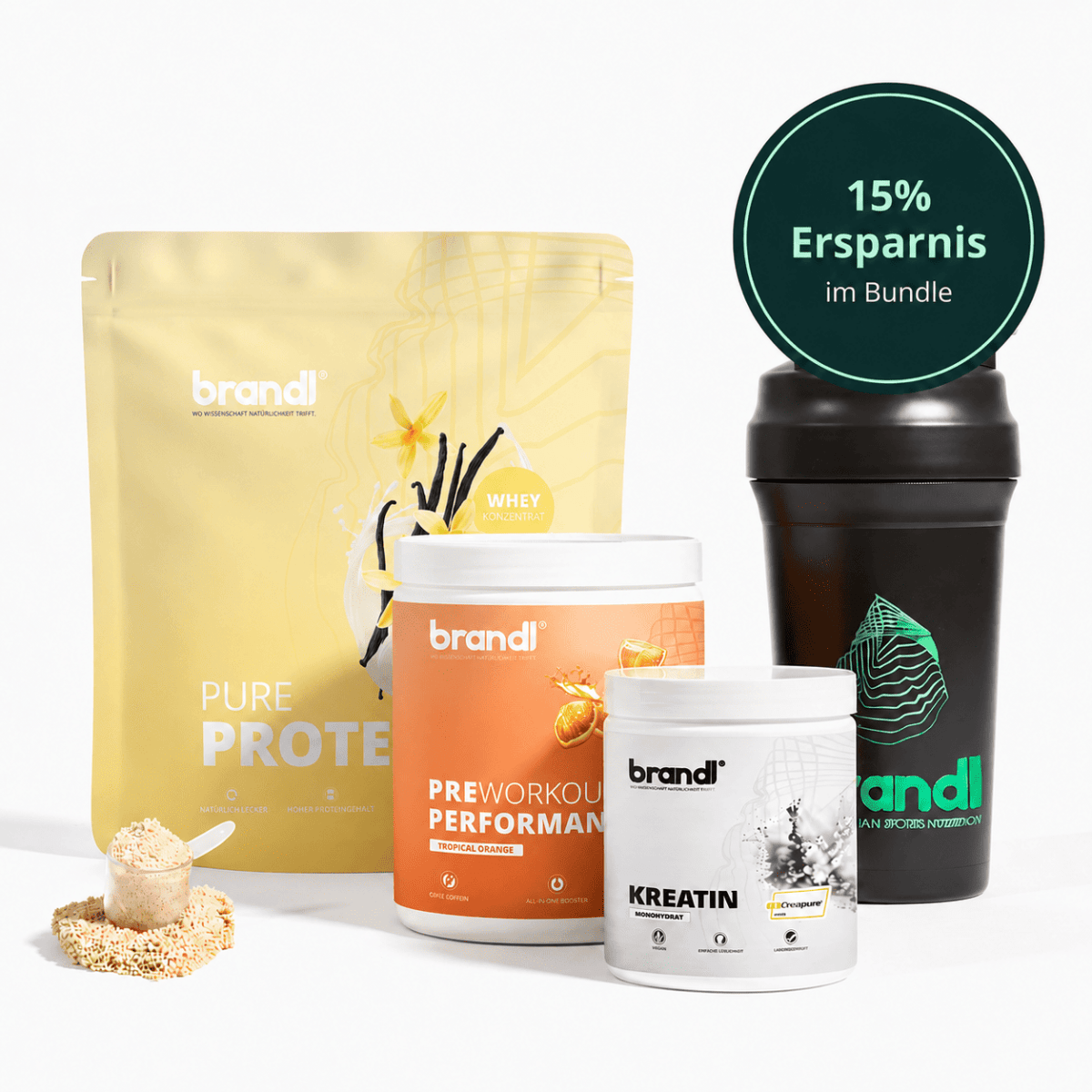 Schwarze shaker flasche mit grünem muskelaufbau logo und text für protein- und fitnessgetränke