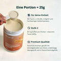 Brandi preworkout performance muskelaufbau bundle vegan in orange weißem behälter mit beige pulver und löffel