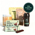 Schwarze brandl shakerflasche mit teal logo und deckel im muskelaufbau bundle xl für proteinmix