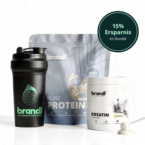 Schwarzer protein-shaker aus kunststoff mit grünem logo und text für den power bundle fitnessbedarf