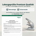 Weißer laboratoriemikroskop mit metallischen komponenten und gebogenem arm für präzisionsanalysen im preworkout performance bereich