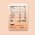 Die rückseite eines weißen rechteckigen nutrition labels von brandnutrition für preworkout performance 500g mit nährwertangaben