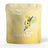 Gelbe pouch von brandl pure protein 2.0 vegan mit vanillegeschmack, vanillin illustration und 100 prozent vegan label