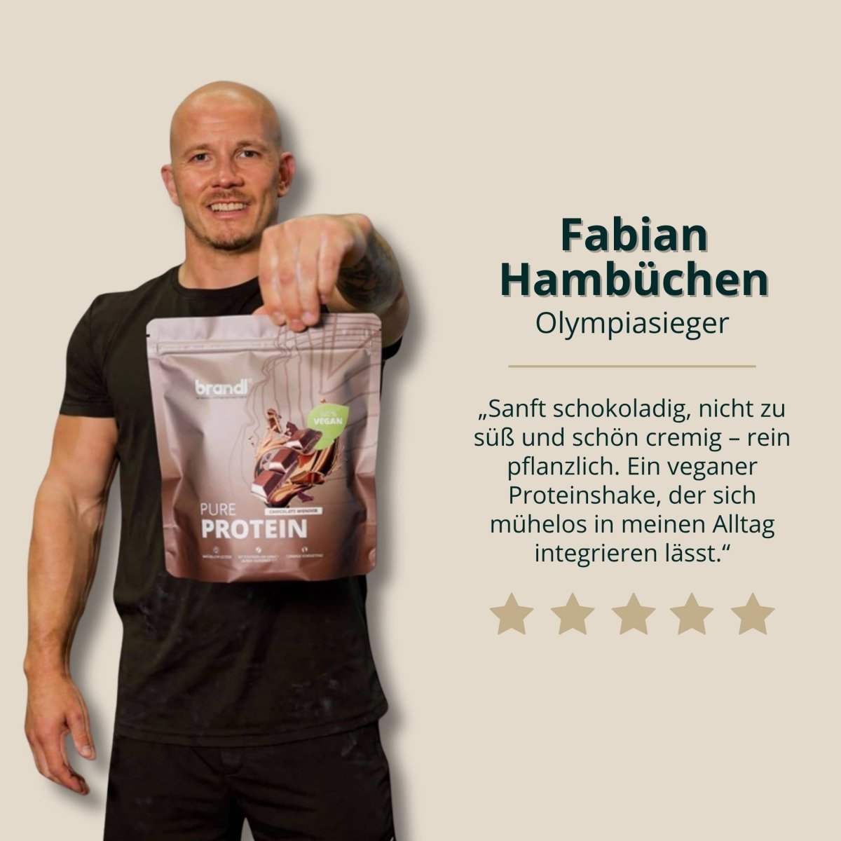 Eine braune, wiederverschließbare tüte pure protein 2.0 vegan schokoladengeschmack proteinpulver