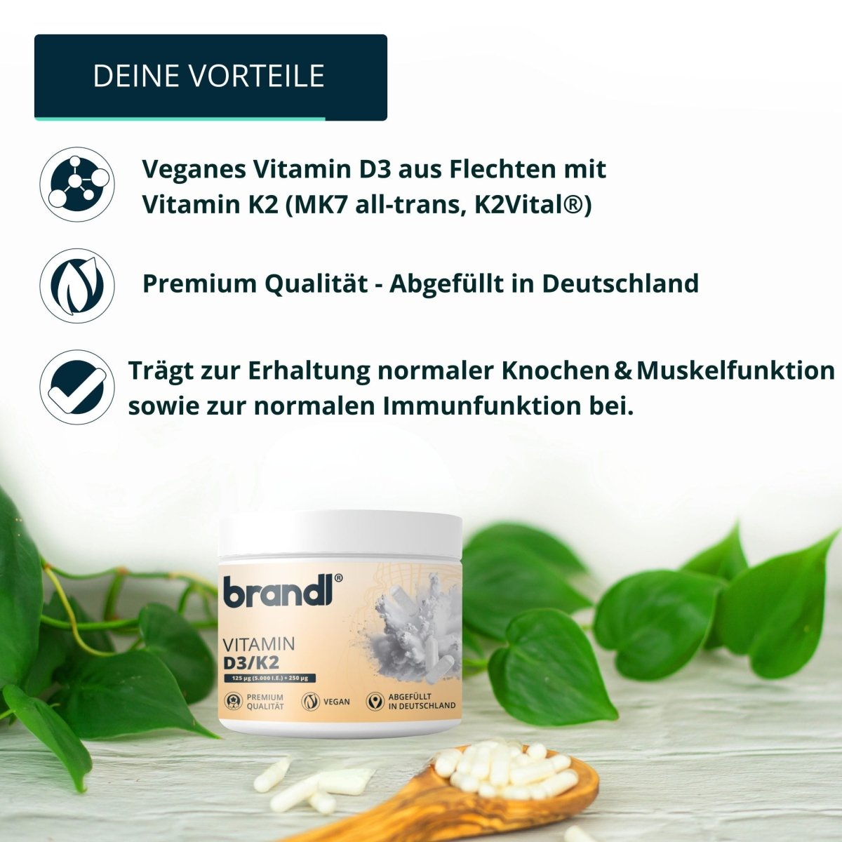 Vitamin D3/K2 Kapseln - Brandl Nutrition