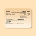 Beige rechteckiges label der brandl nutrition vitamin d3 und k2 kapseln auf der rückseite des produkts